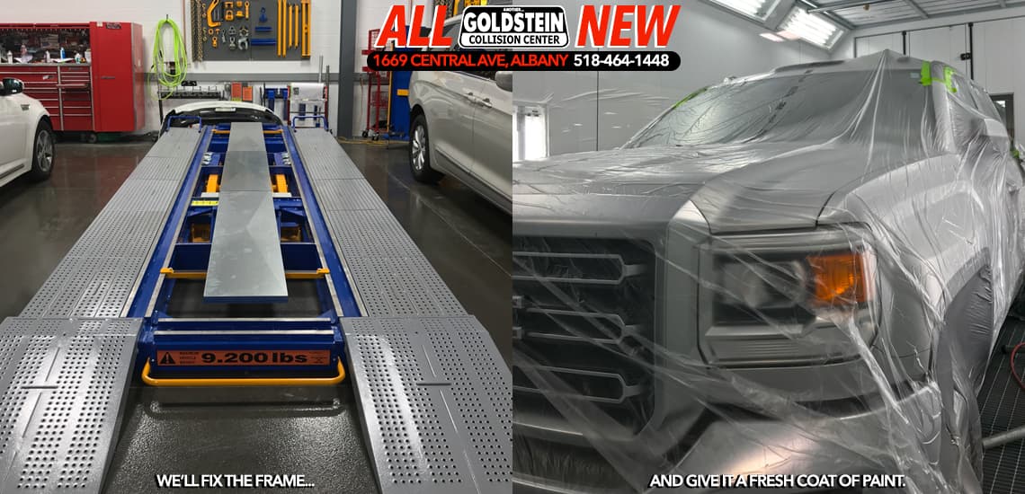 Photo of Goldstein Collision Center frame tool and paint equipment