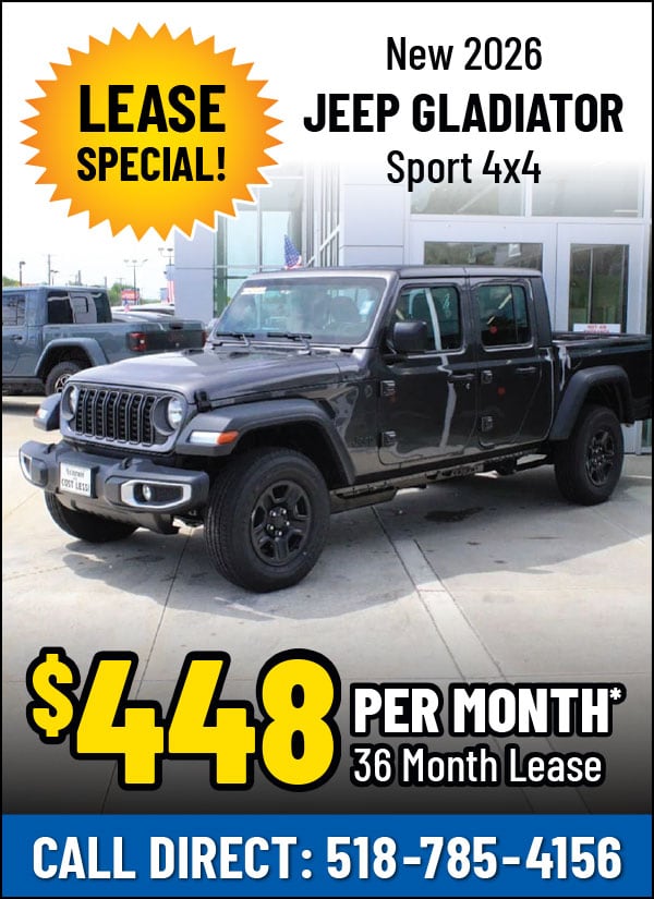 Lease a New 2026 Jeep Gladiator Sport 4x4 for Only $448 Per Month!*