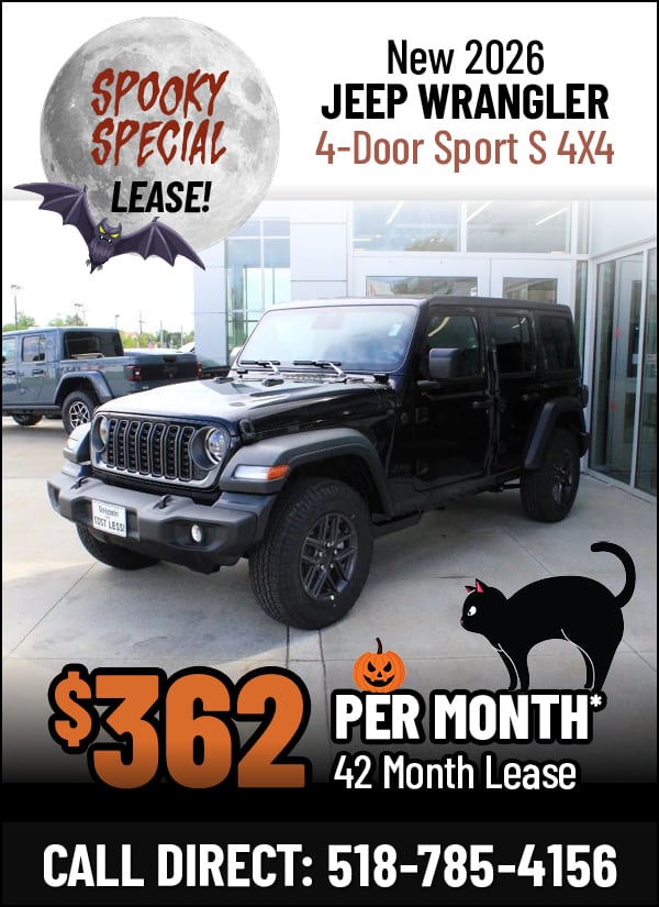 Lease a New 2026 Jeep Wrangler 4–Door Sport S 4X4 for Only $362 Per Month!*
