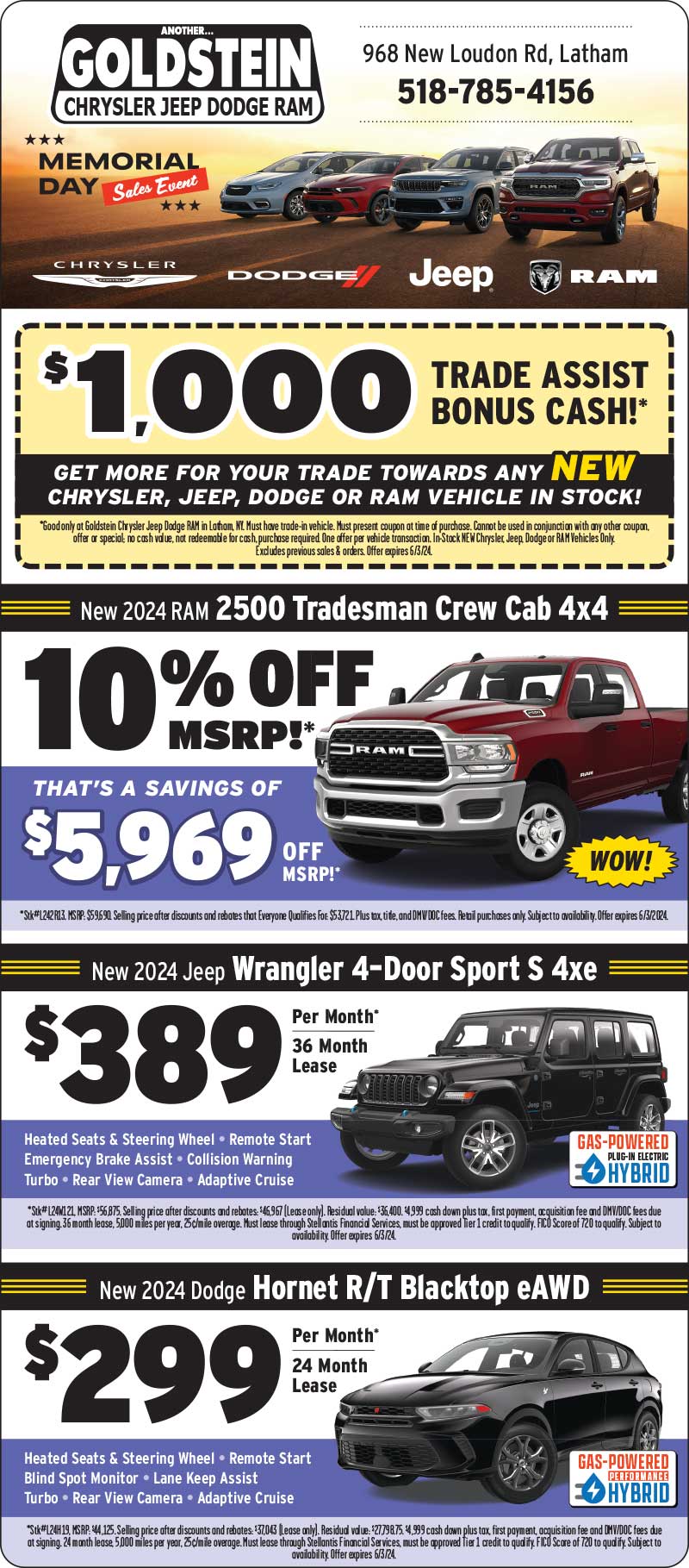 Goldstein Chrysler Jeep Dodge RAM of Albany, NY Newspaper Specials