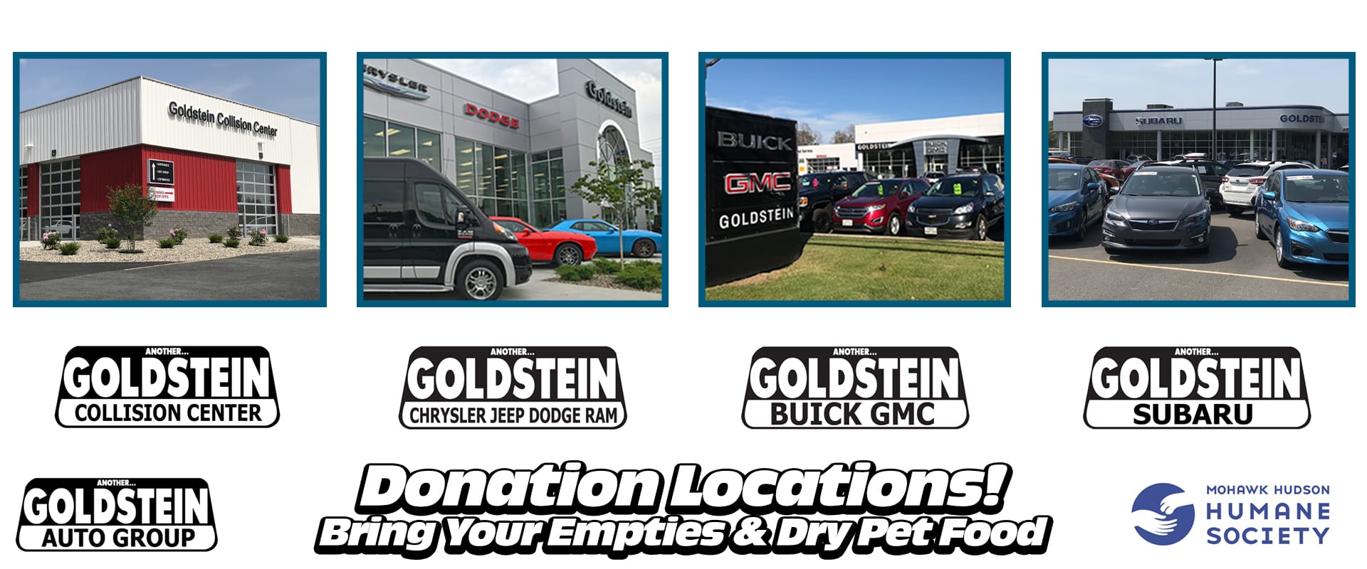 Goldstein Auto Group and Mohawk Hudson Humane Society donation locations